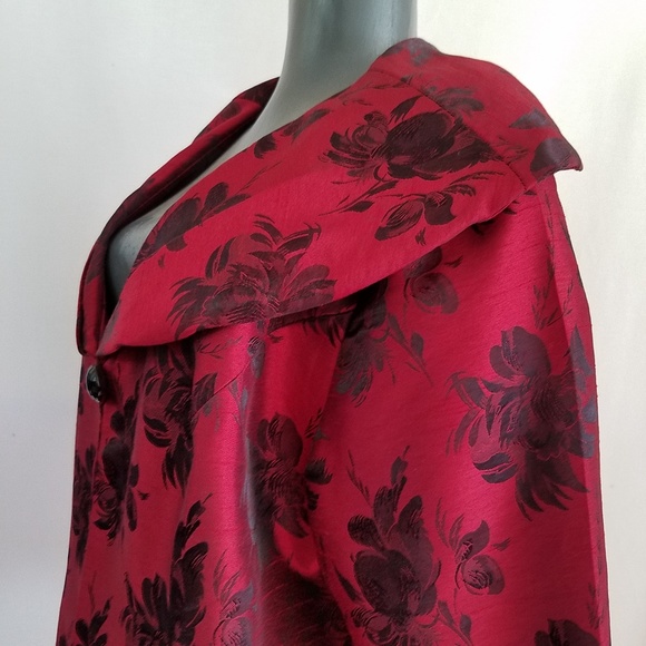 Le Bos Black and Red Floral One Button Jacket Sz18 - Picture 5 of 8